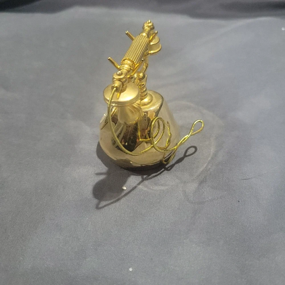 Gold Finish Number Dial Telephone Mini Collectible Fashion Desk Clock